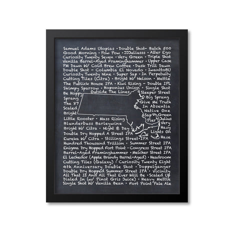 Massachusetts Beer Map Art Print