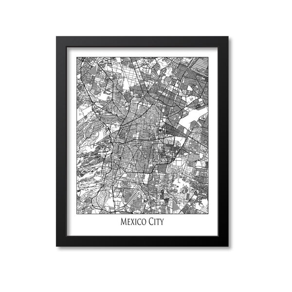 Mexico City Map Art Print, Mexico
