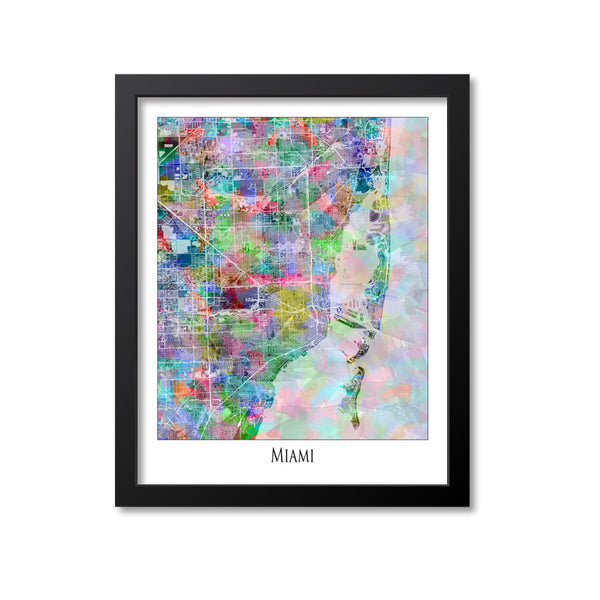 Miami Map Art Print, Florida