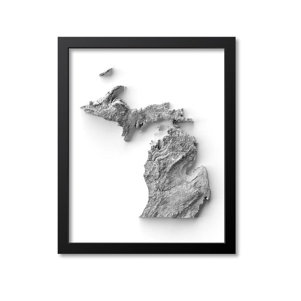 Michigan Elevation Map Print