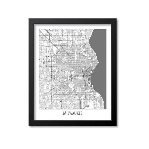 Milwaukee Map Art Print, Wisconsin