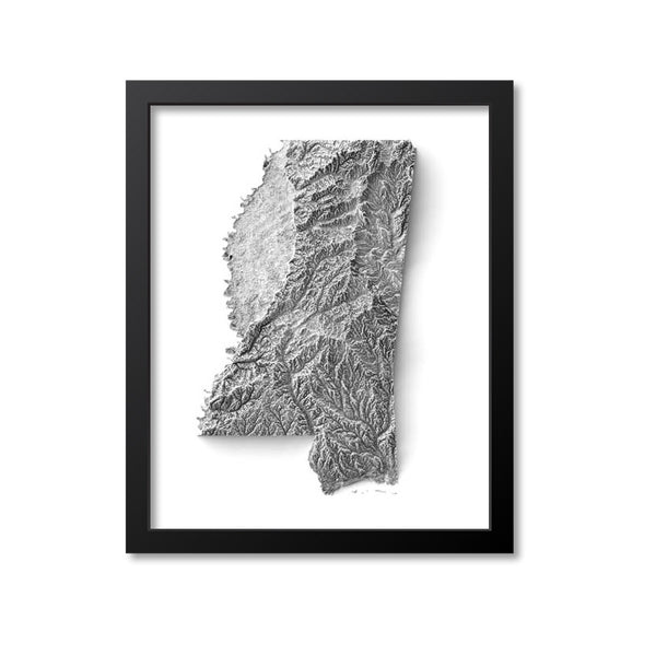 Mississippi Elevation Map Print