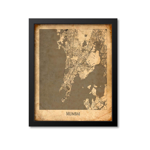 Mumbai Map Art Print, India