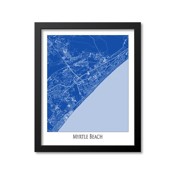 Myrtle Beach Map Art Print, South Carolina