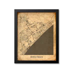 Myrtle Beach Map Art Print, South Carolina