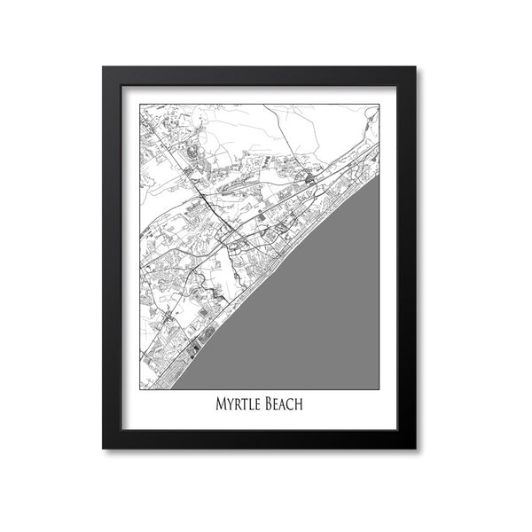 Myrtle Beach Map Art Print, South Carolina