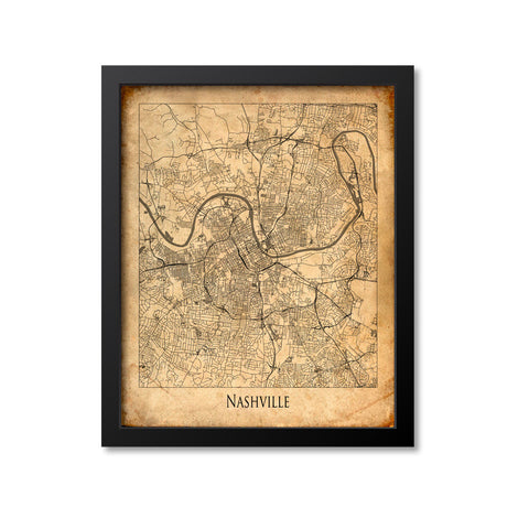 Nashville Map Art Print, Tennessee
