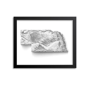 Nebraska Elevation Map Print