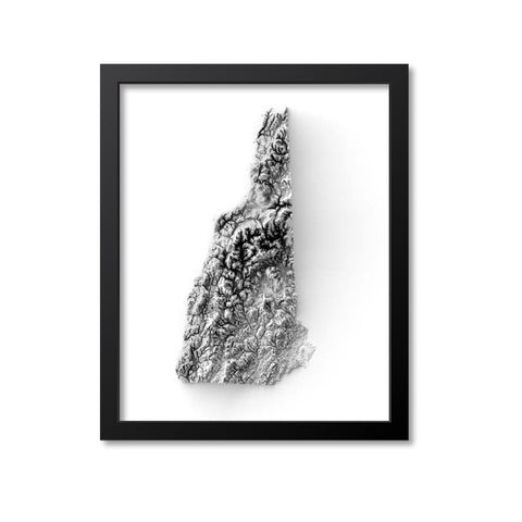 New Hampshire Elevation Map Print