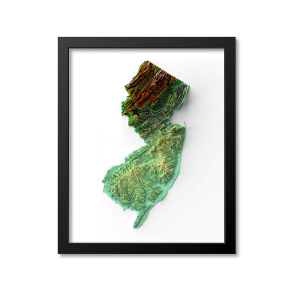 New Jersey Elevation Map Print
