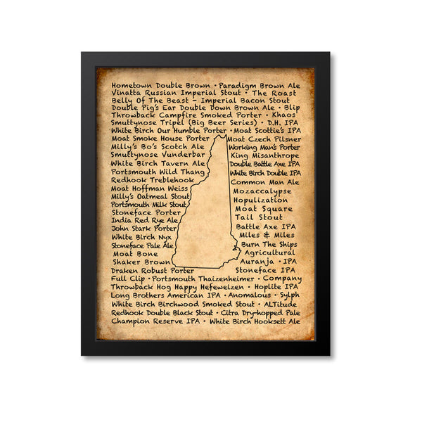 New Hampshire Beer Map Art Print