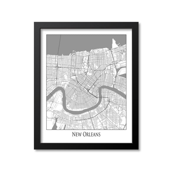 New Orleans Map Art Print, Louisiana