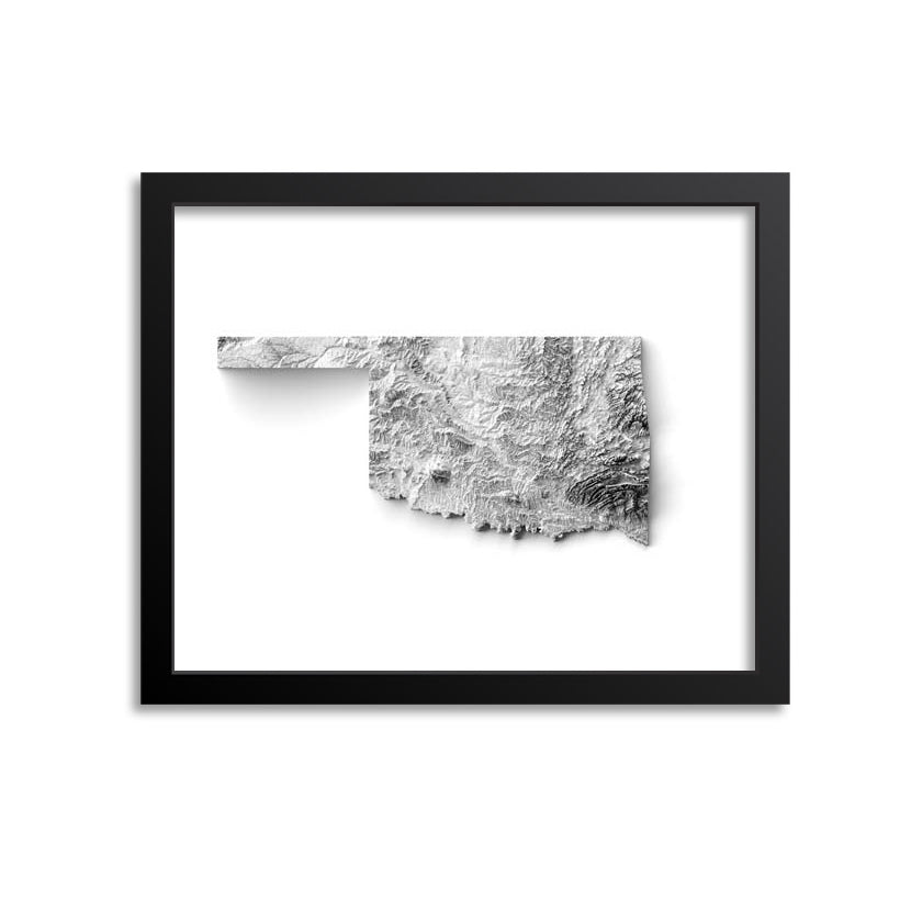 Oklahoma Elevation Map Print