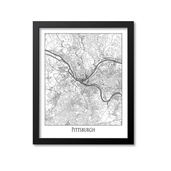 Pittsburgh Map Art Print, Pennsylvania