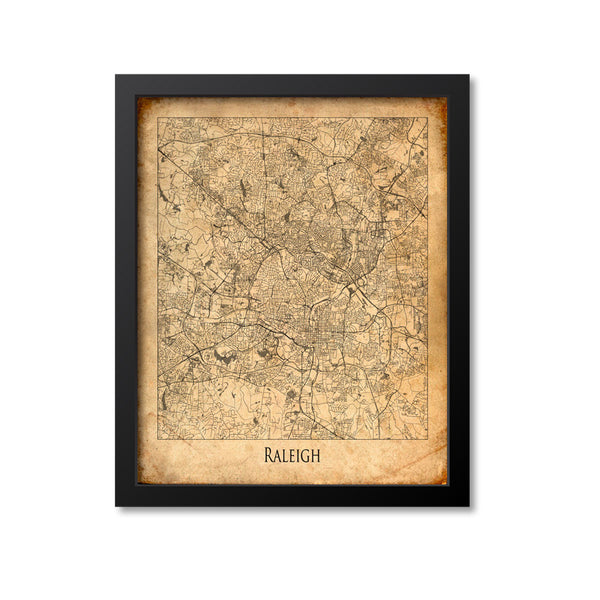 Raleigh Map Art Print, North Carolina