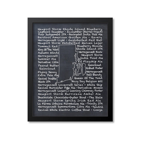 Rhode Island Beer Map Art Print