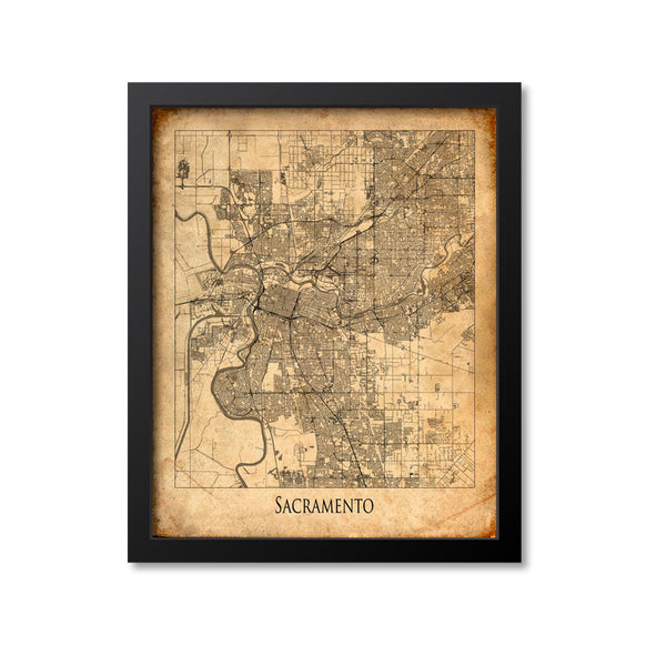 Sacramento Map Art Print, California