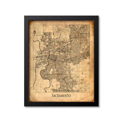 Sacramento Map Art Print, California