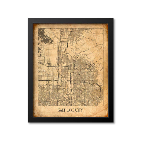 Salt Lake City Map Art Print, Utah