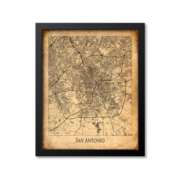 San Antonio Map Art Print, Texas