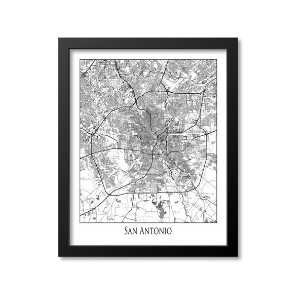 San Antonio Map Art Print, Texas