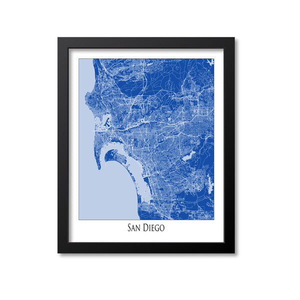 San Diego Map Art Print, California