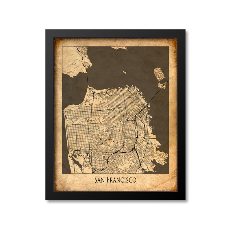 San Francisco Map Art Print, California