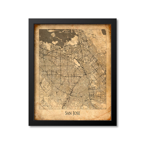 San Jose Map Art Print, California