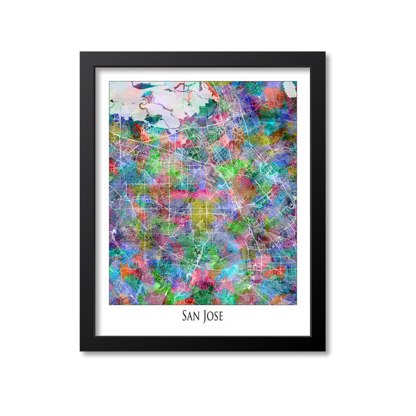 San Jose Map Art Print, California