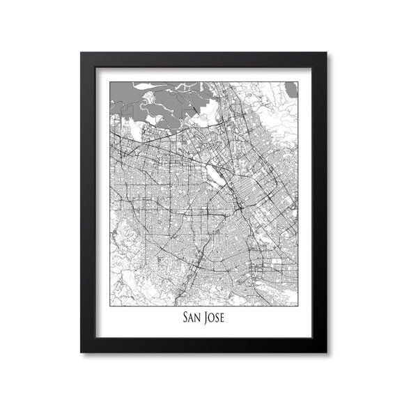 San Jose Map Art Print, California