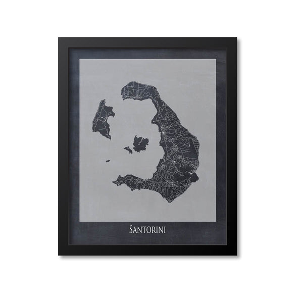 Santorini Map Art Print, Greece