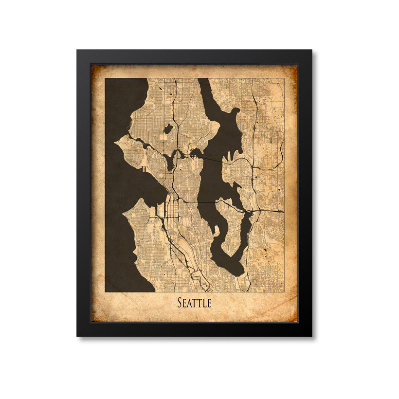 Seattle Map Art Print, Washington
