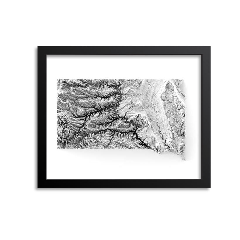 South Dakota Elevation Map Print