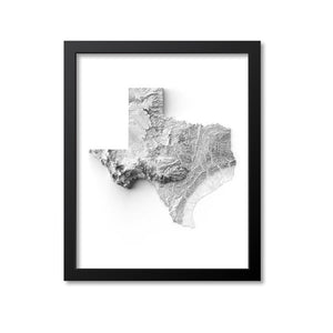 Texas Elevation Map Print