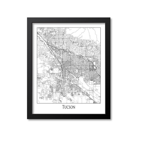 Tucson Map Art Print, Arizona