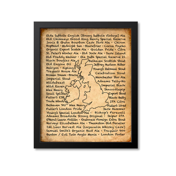 UK and Ireland Beer Map Art Print