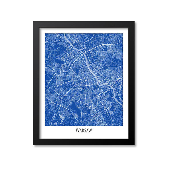 Warsaw Map Art Print, Poland