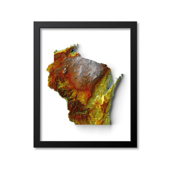 Wisconsin Elevation Map Print