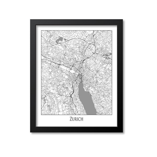 Zurich Map Art Print, Switzerland