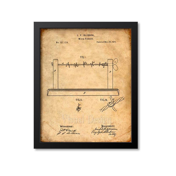 Barbed Wire Patent Print