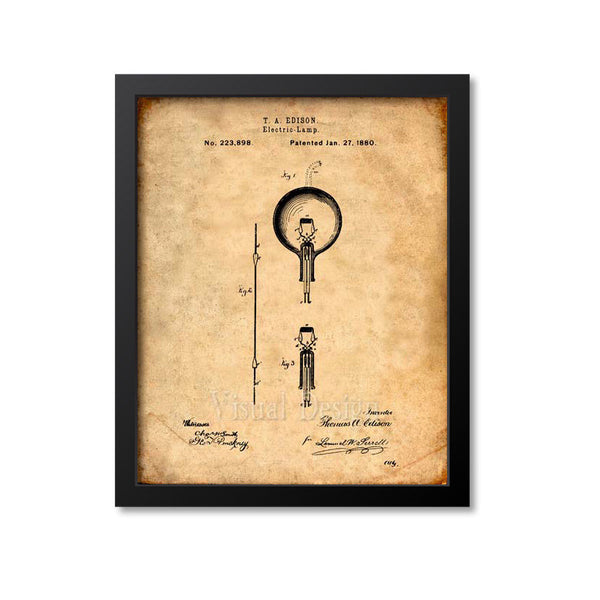 Edison Light Bulb Patent Print