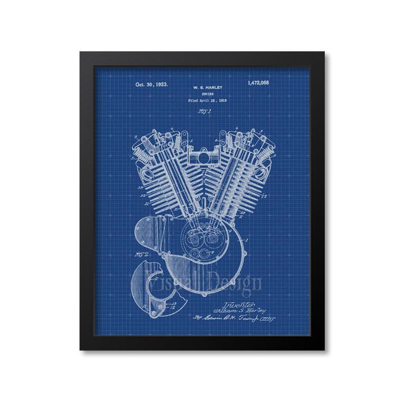 Harley Motorcycle Engine Patent Print