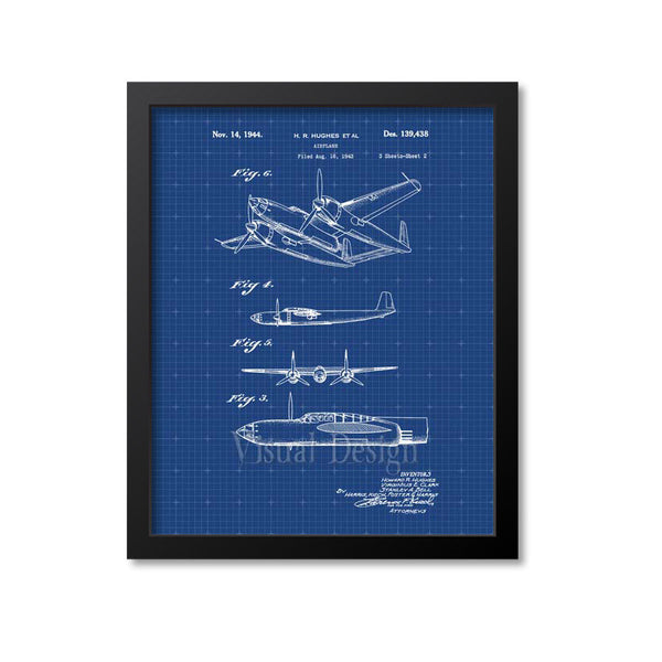 Howard Hughes Airplane Patent Print