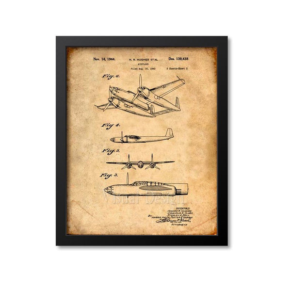 Howard Hughes Airplane Patent Print