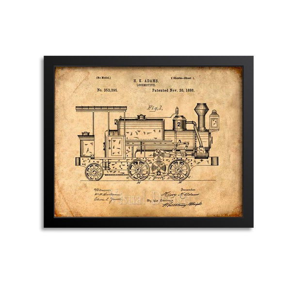 Locomotive Engine Patent Print