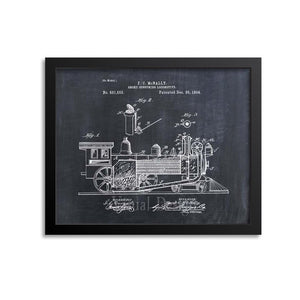 Locomotive Train Engine Patent Print