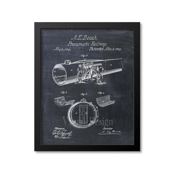 Pneumatic Railway Subway Patent Print