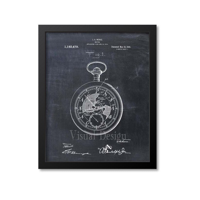 Pocket Watch Patent Print