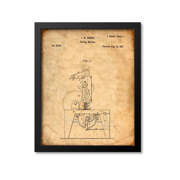 Singer Sewing Machine Patent Print