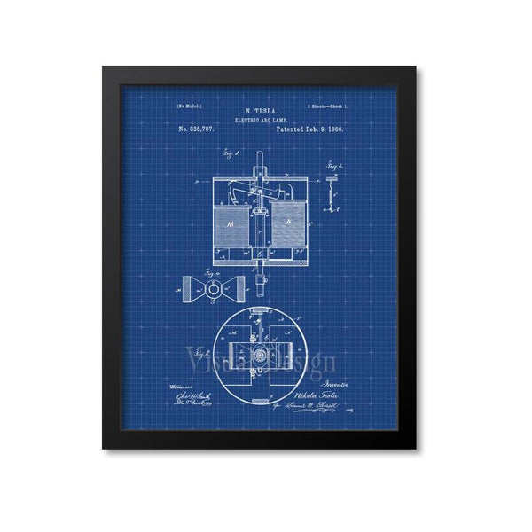 Tesla Electric Arc Lamp Patent Print